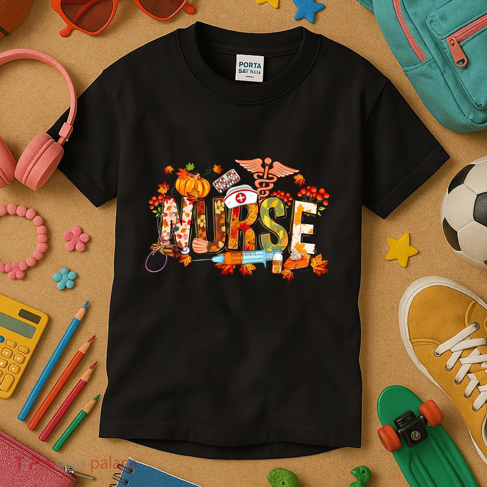 Autumn Pumpkin Fall Nurse Life Thanksgiving Nurseautumn Pumpkin Fall Nurse Life Kids T-Shirt