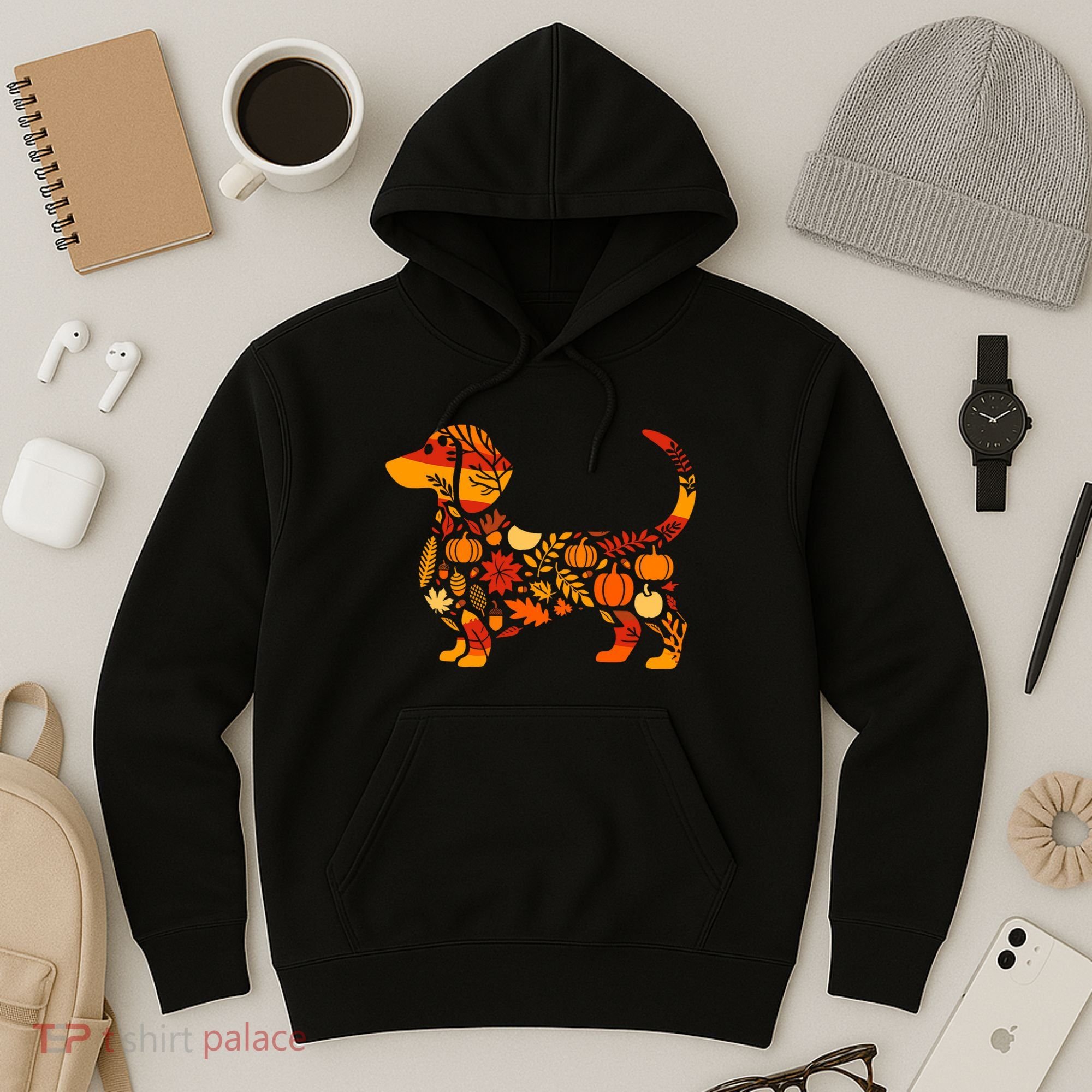 Autumn Pumpkin Fall Dachshund Thanksgiving Hoodie