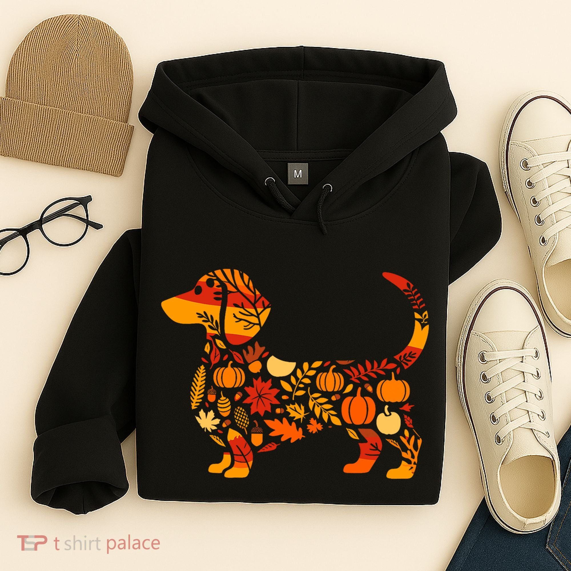 Autumn Pumpkin Fall Dachshund Thanksgiving Hoodie