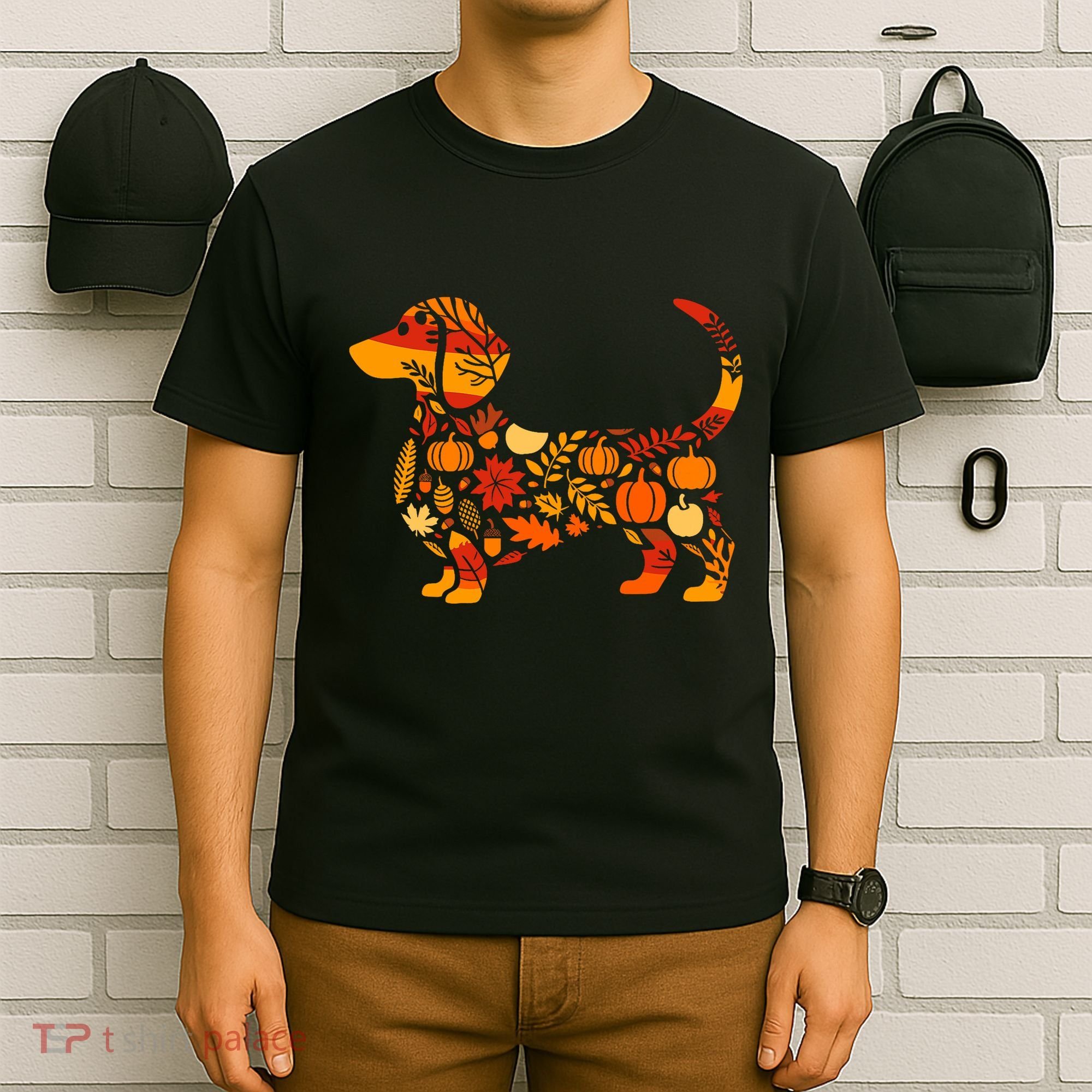 Autumn Pumpkin Fall Dachshund Thanksgiving T-Shirt