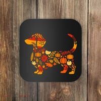 Autumn Pumpkin Fall Dachshund Thanksgiving Coaster thumb 0