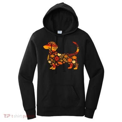 Autumn Pumpkin Fall Dachshund Thanksgiving Women's Hoodie