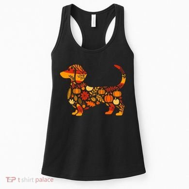 Autumn Pumpkin Fall Dachshund Thanksgiving Women's Tank Top