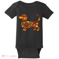 Autumn Pumpkin Fall Dachshund Thanksgiving Baby Bodysuit thumb 0
