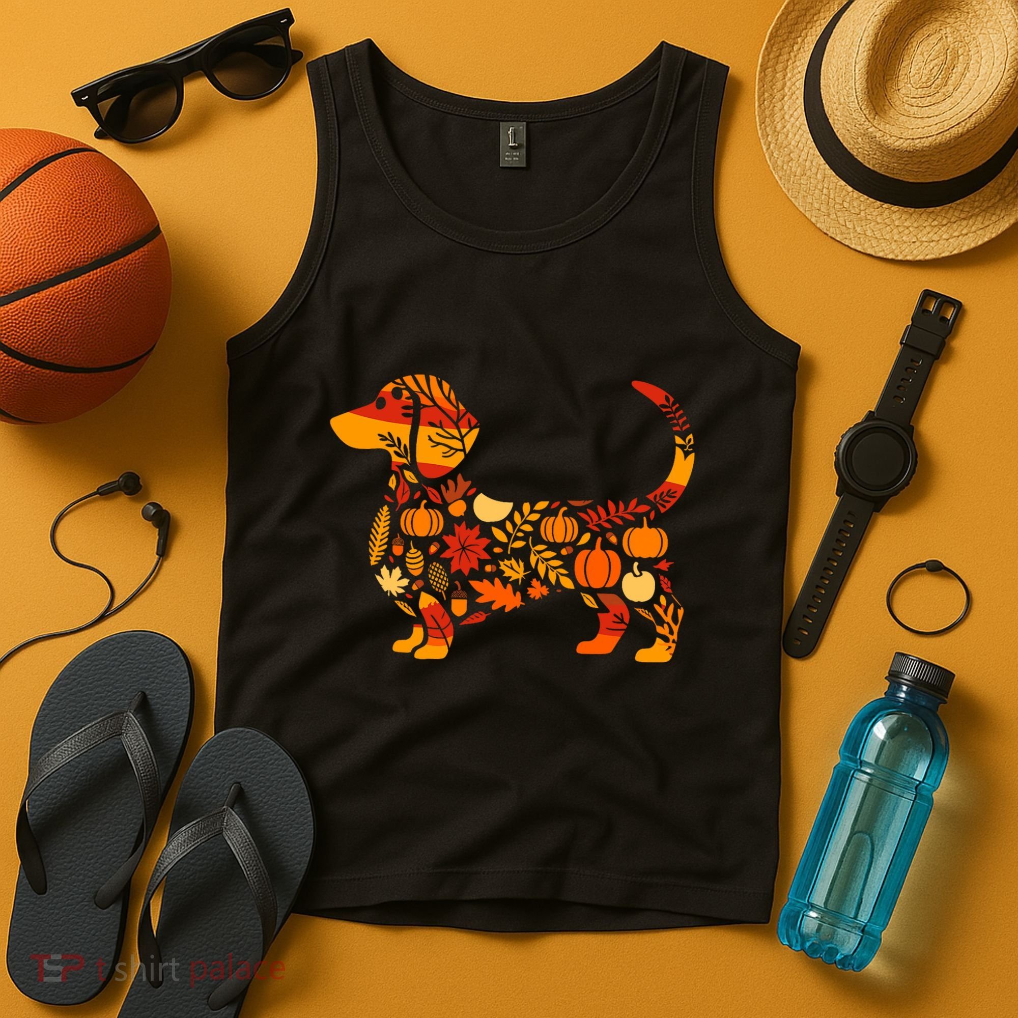 Autumn Pumpkin Fall Dachshund Thanksgiving Tank Top