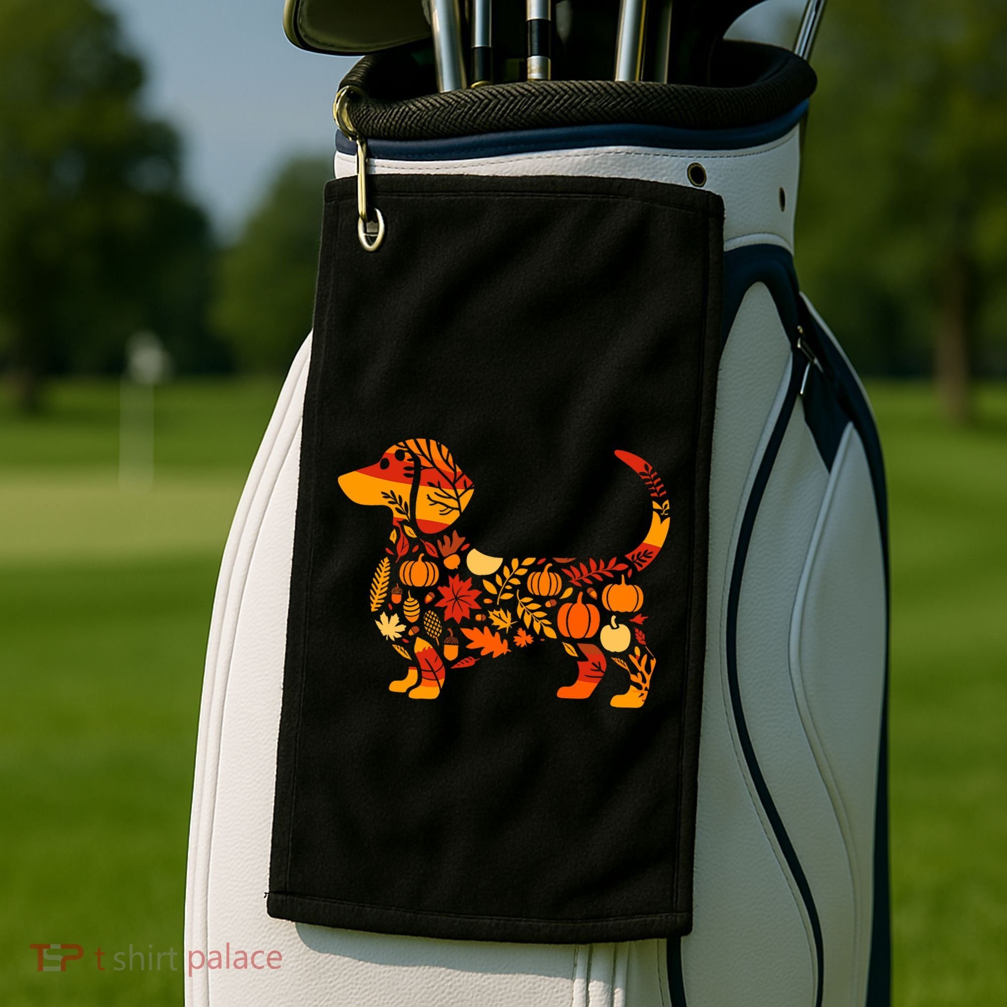 Autumn Pumpkin Fall Dachshund Thanksgiving Golf Towel