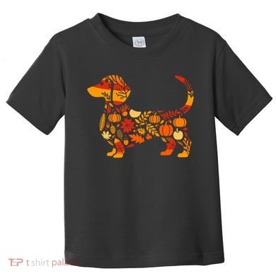 Autumn Pumpkin Fall Dachshund Thanksgiving Toddler T-Shirt