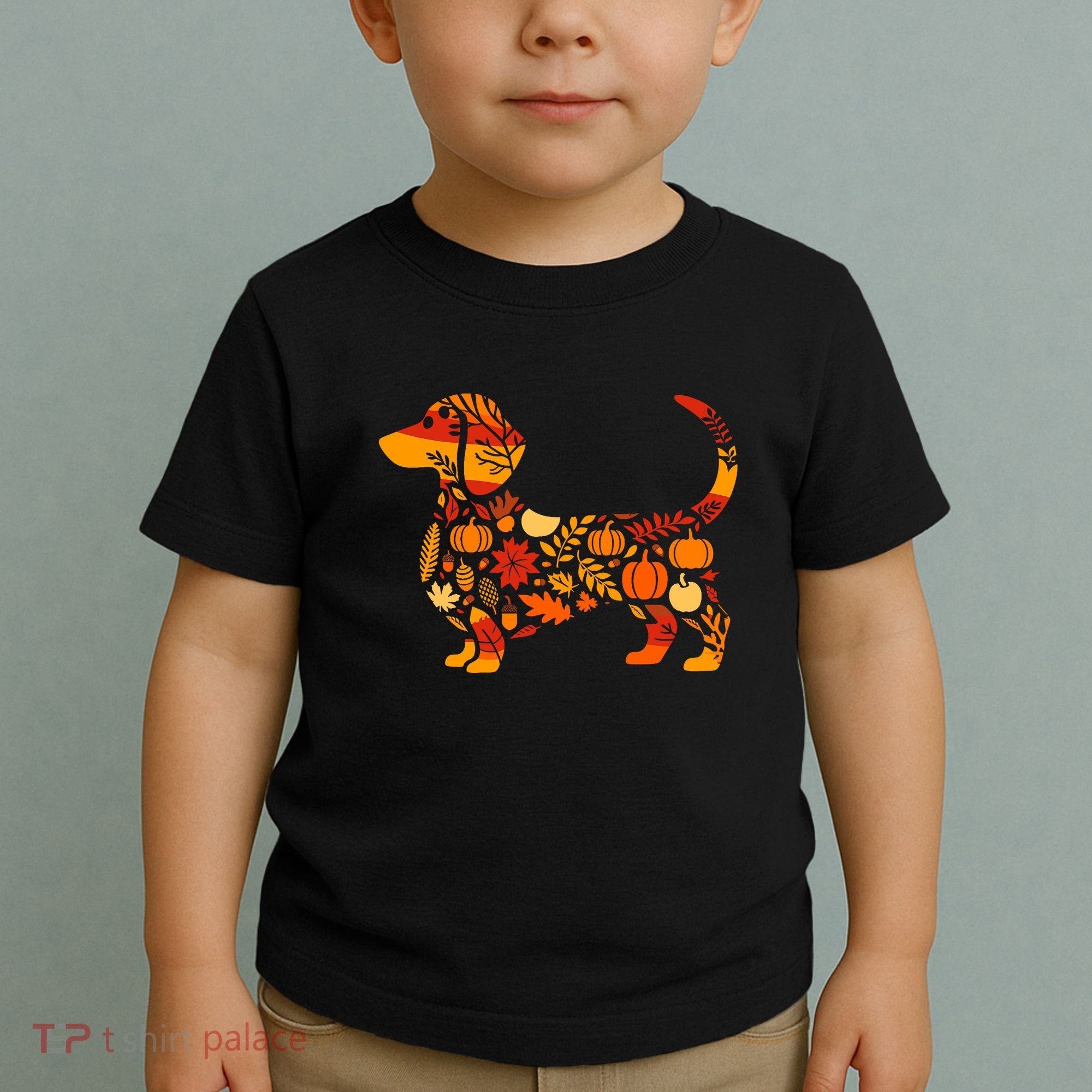 Autumn Pumpkin Fall Dachshund Thanksgiving Toddler T-Shirt