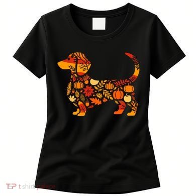 Autumn Pumpkin Fall Dachshund Thanksgiving Women's T-Shirt