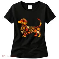 Autumn Pumpkin Fall Dachshund Thanksgiving Women's T-Shirt thumb 0