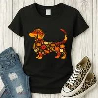 Autumn Pumpkin Fall Dachshund Thanksgiving Women's T-Shirt thumb 3