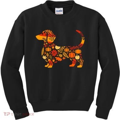 Autumn Pumpkin Fall Dachshund Thanksgiving Kids Sweatshirt