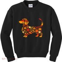 Autumn Pumpkin Fall Dachshund Thanksgiving Kids Sweatshirt thumb 0