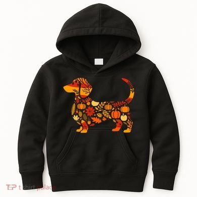 Autumn Pumpkin Fall Dachshund Thanksgiving Kids Hoodie