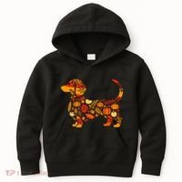 Autumn Pumpkin Fall Dachshund Thanksgiving Kids Hoodie thumb 0