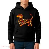 Autumn Pumpkin Fall Dachshund Thanksgiving Kids Hoodie thumb 4