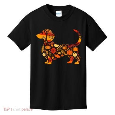 Autumn Pumpkin Fall Dachshund Thanksgiving Kids T-Shirt