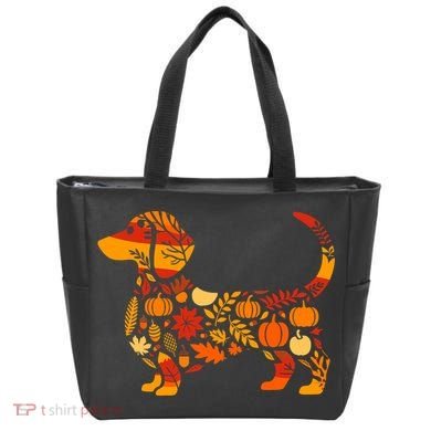Autumn Pumpkin Fall Dachshund Thanksgiving Tote Bag