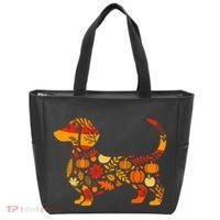 Autumn Pumpkin Fall Dachshund Thanksgiving Tote Bag thumb 0