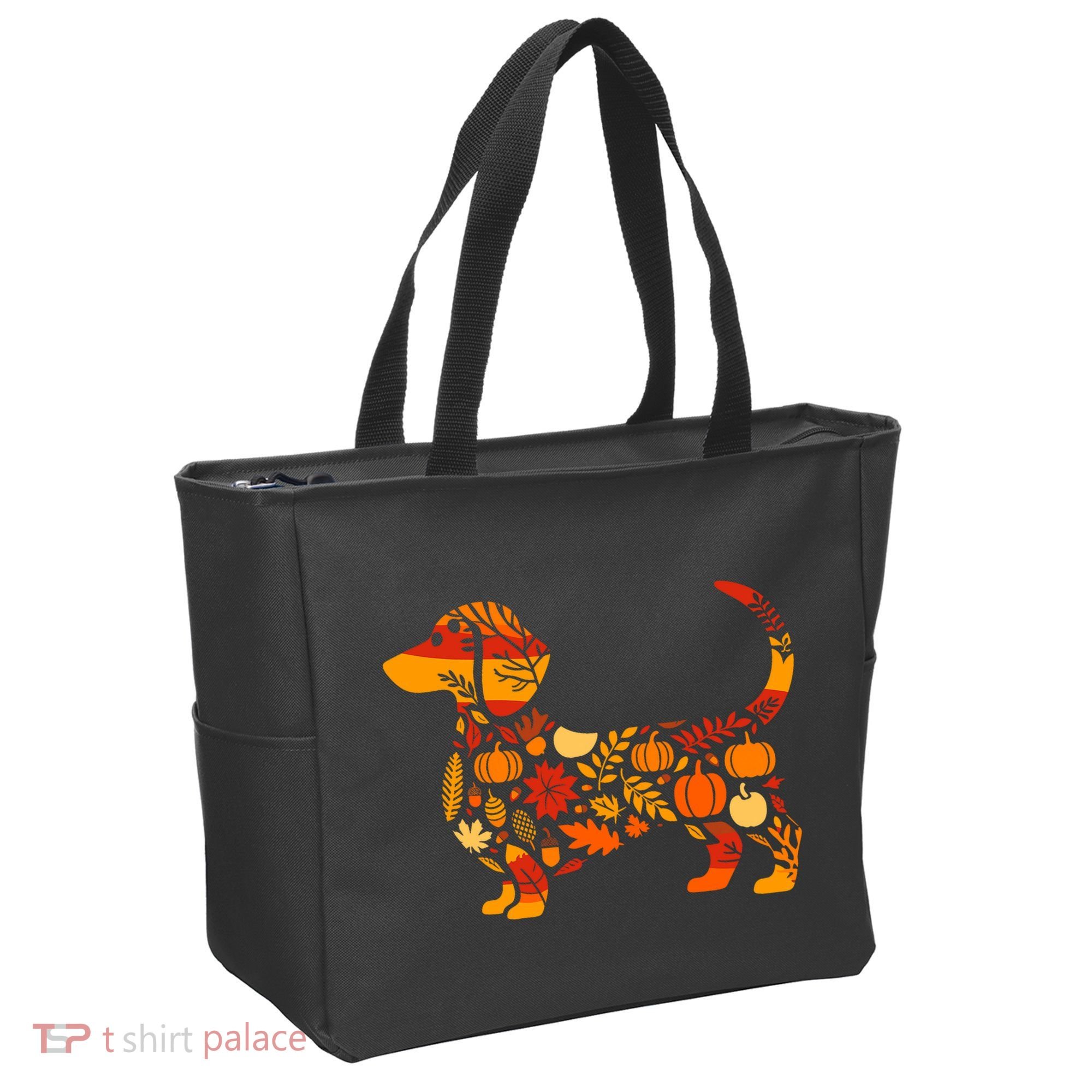 Autumn Pumpkin Fall Dachshund Thanksgiving Tote Bag