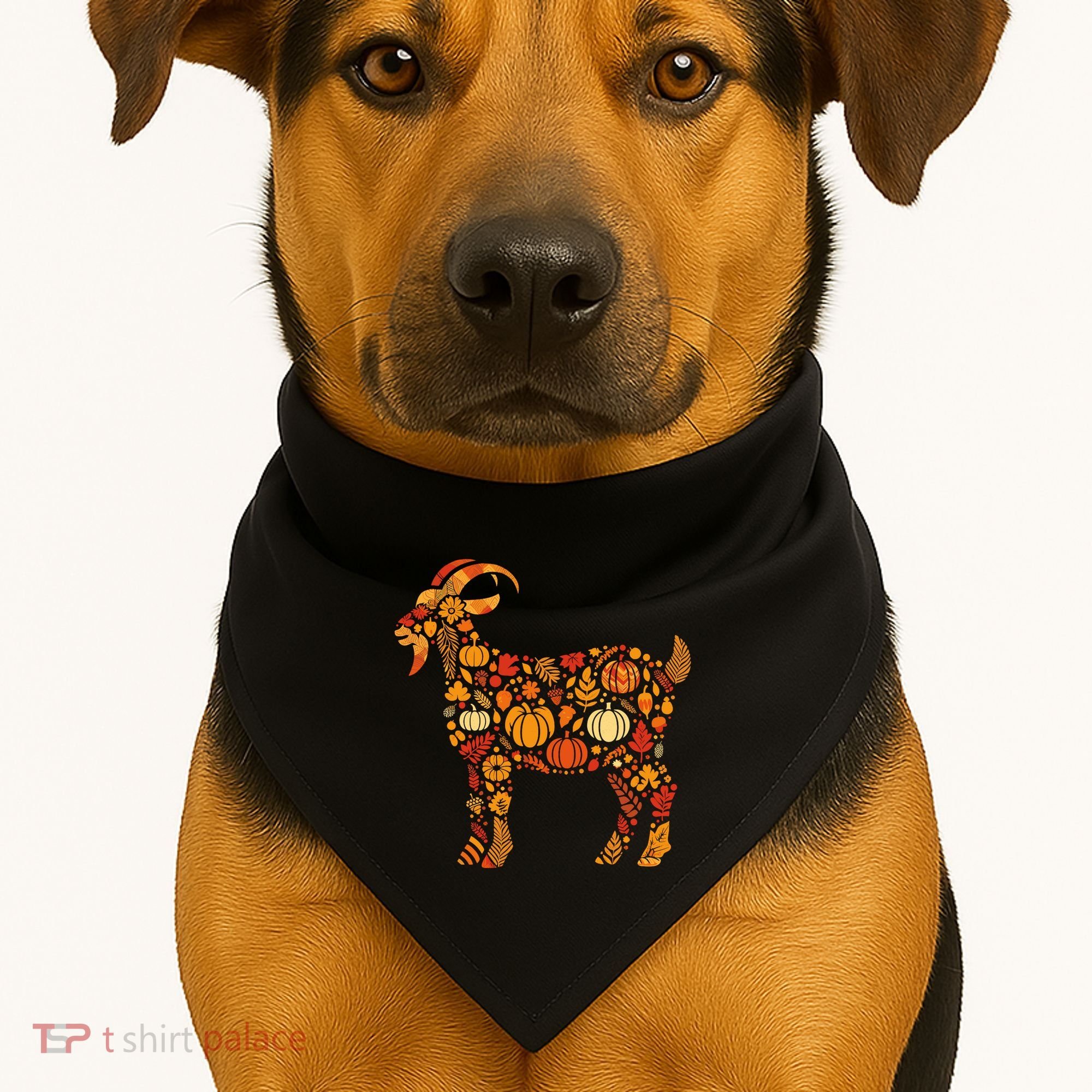 Autumn Pumpkin Fall Goat Thanksgiving USA-Made Doggie Bandana