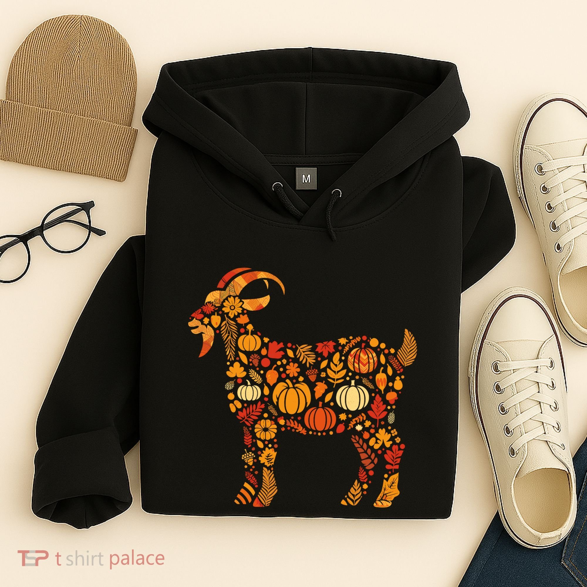 Autumn Pumpkin Fall Goat Thanksgiving Hoodie