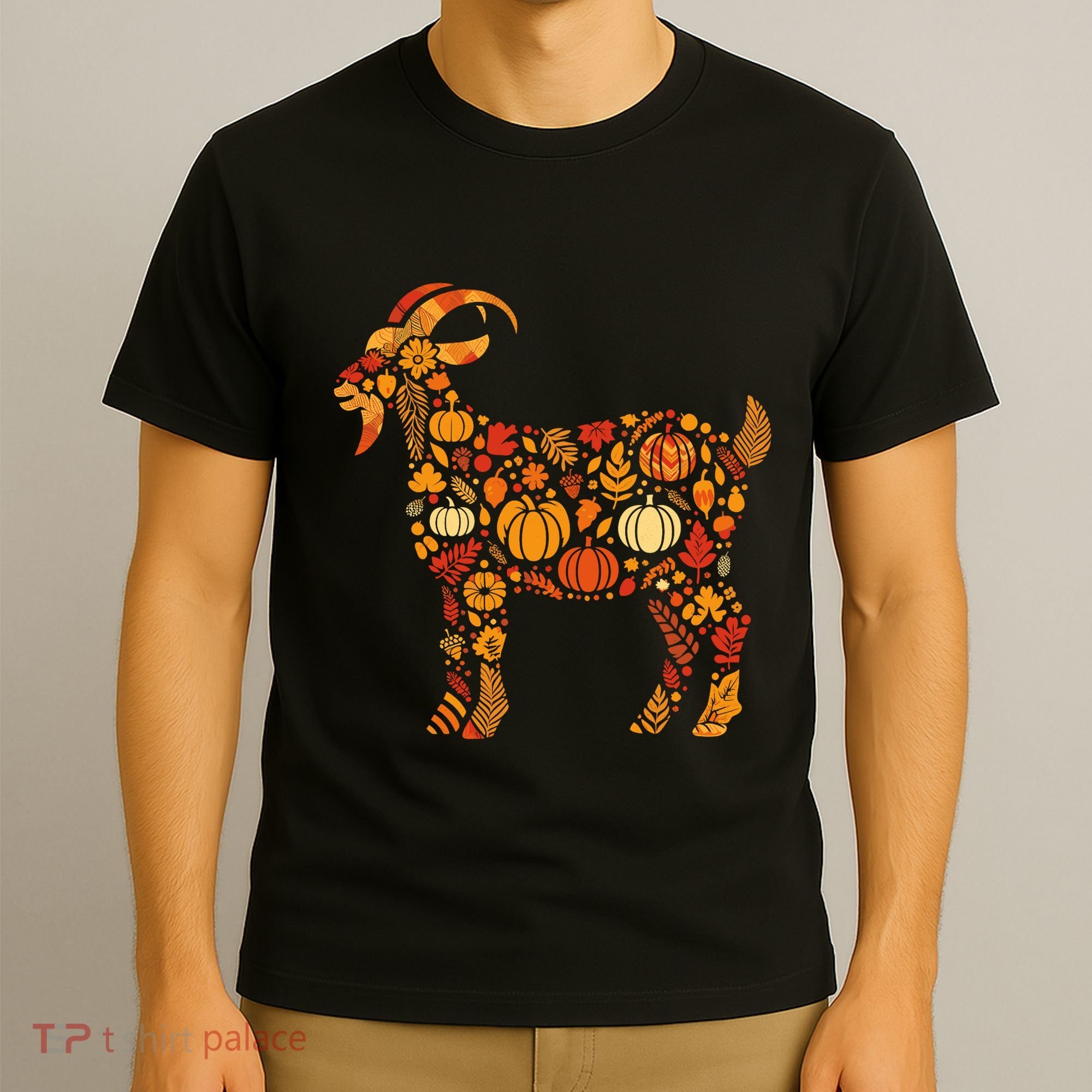 Autumn Pumpkin Fall Goat Thanksgiving T-Shirt