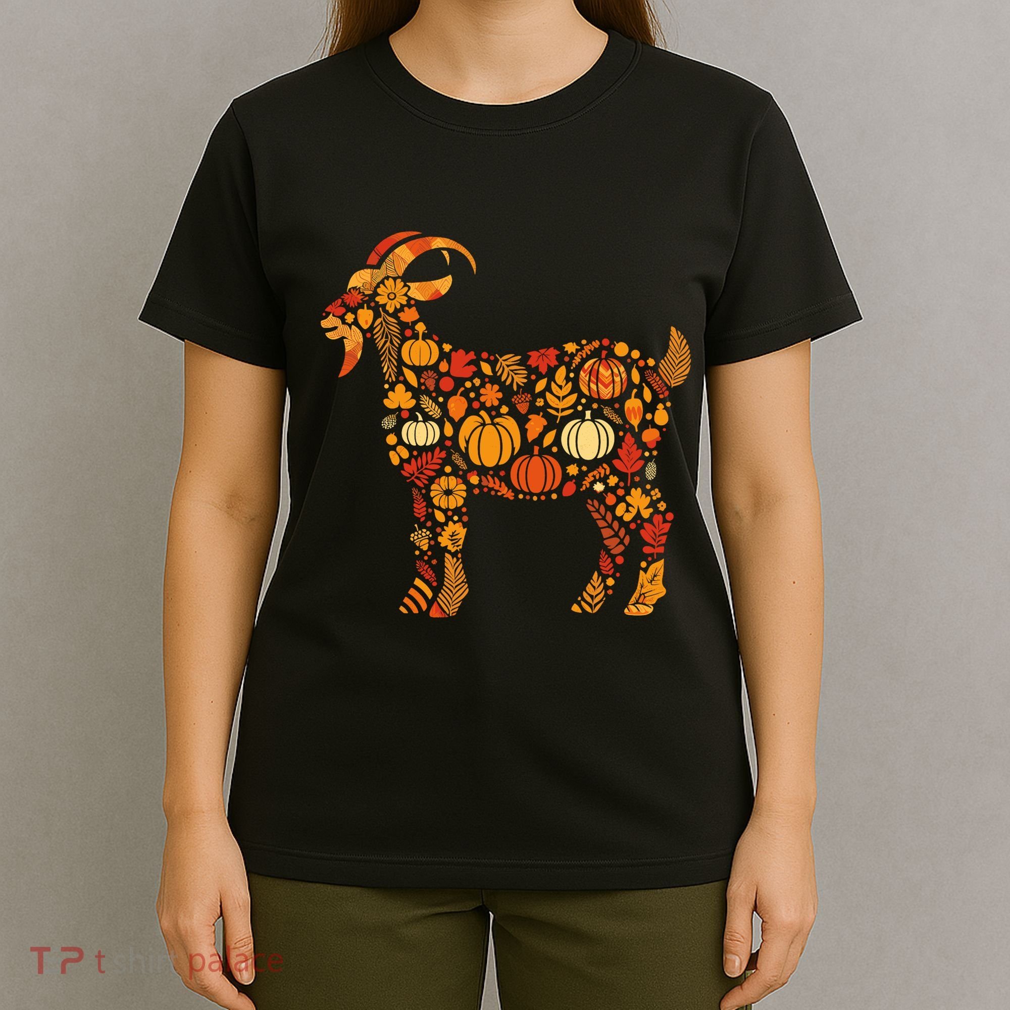 Autumn Pumpkin Fall Goat Thanksgiving T-Shirt