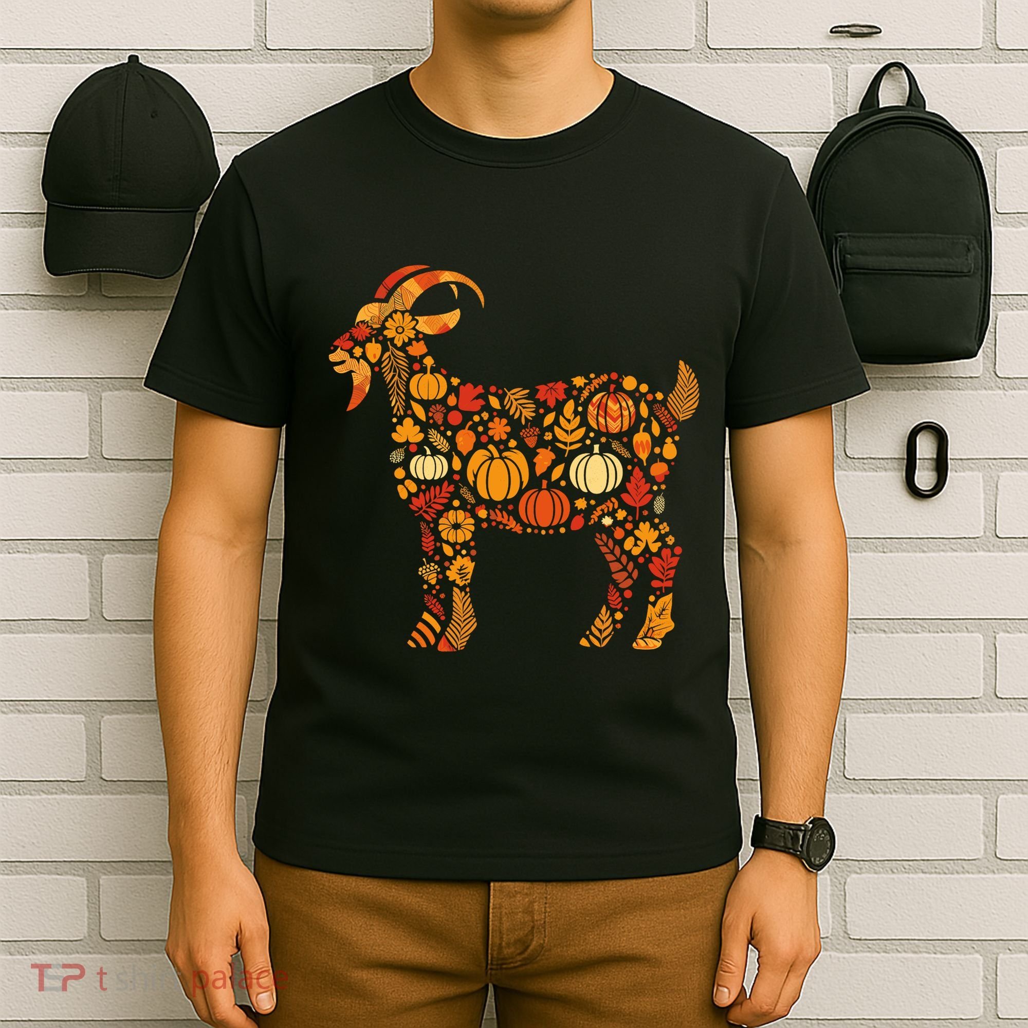 Autumn Pumpkin Fall Goat Thanksgiving T-Shirt