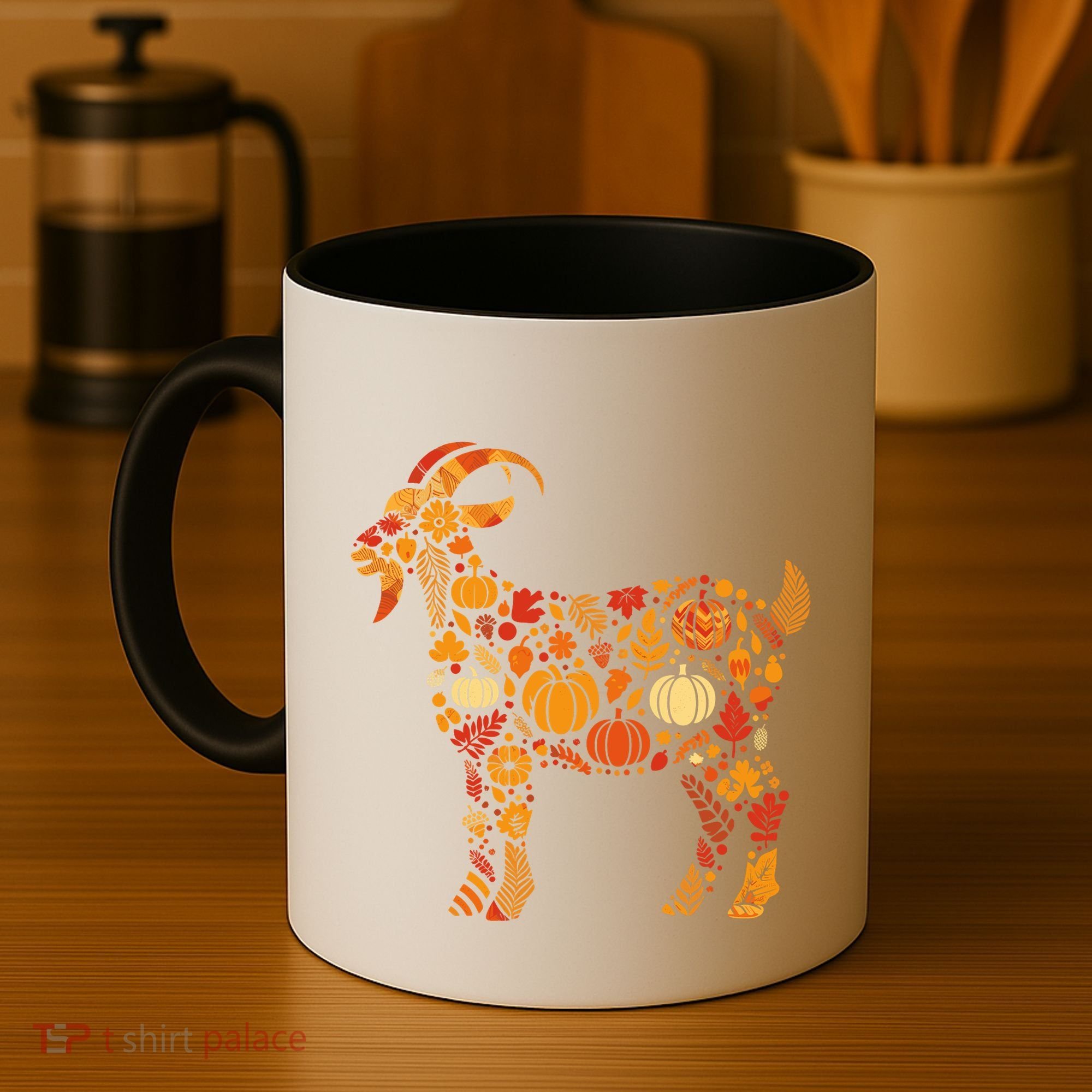 Autumn Pumpkin Fall Goat Thanksgiving Coffee Mug
