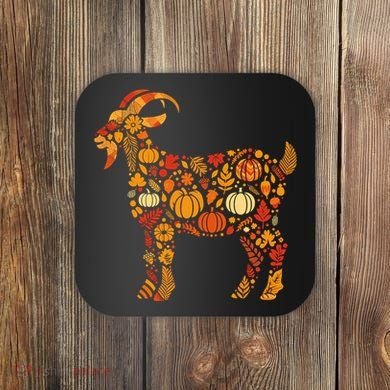 Autumn Pumpkin Fall Goat Thanksgiving Coaster