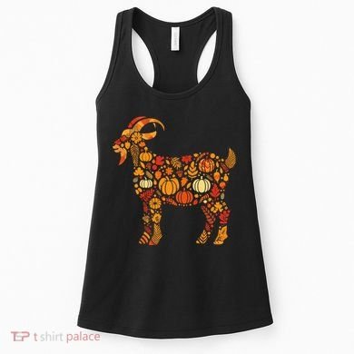 Autumn Pumpkin Fall Goat Thanksgiving Women's Tank Top