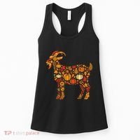 Autumn Pumpkin Fall Goat Thanksgiving Women's Tank Top thumb 0