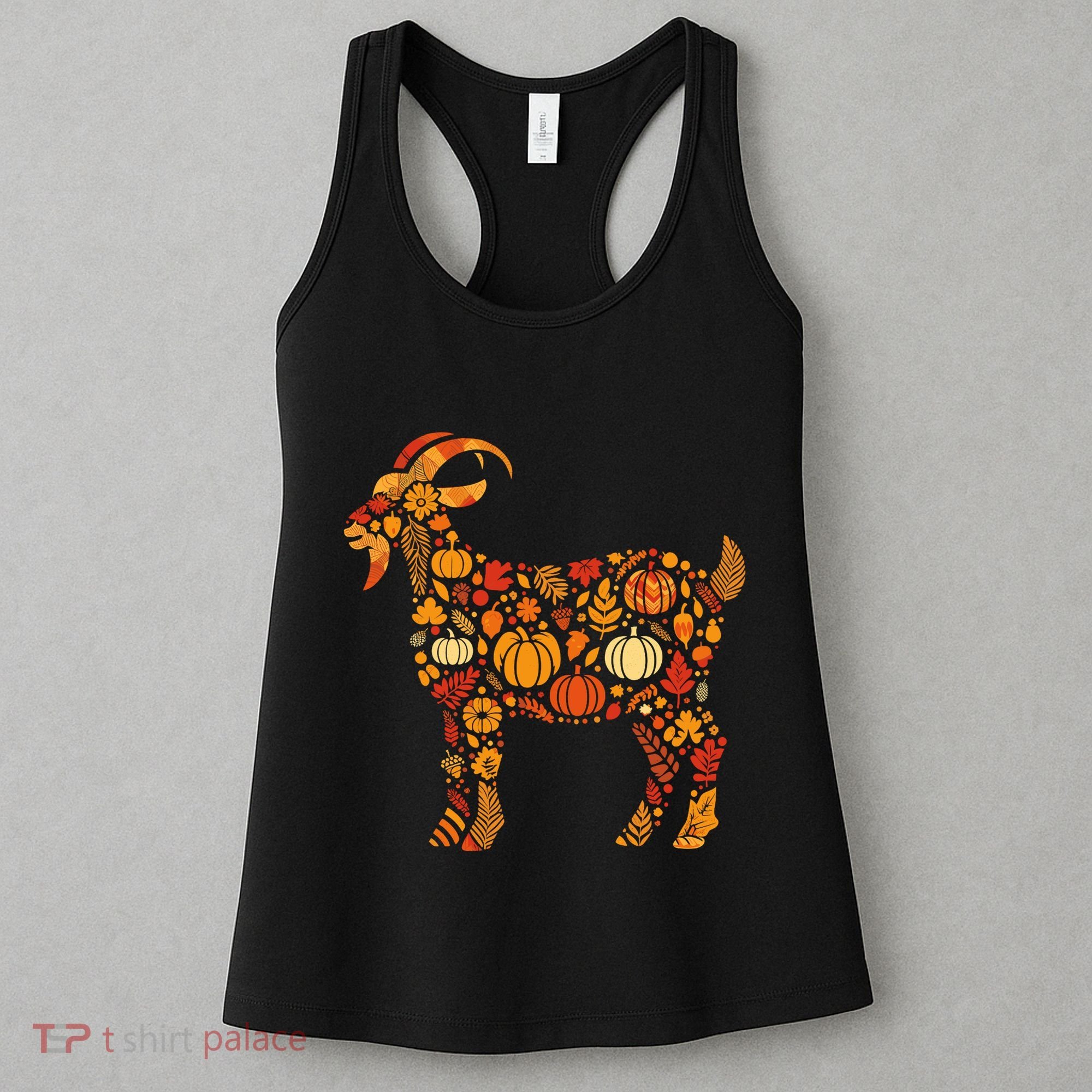 Autumn Pumpkin Fall Goat Thanksgiving Women's Tank Top