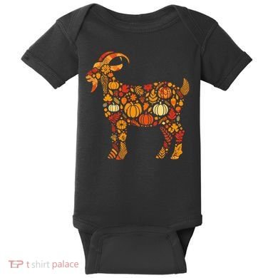 Autumn Pumpkin Fall Goat Thanksgiving Baby Bodysuit