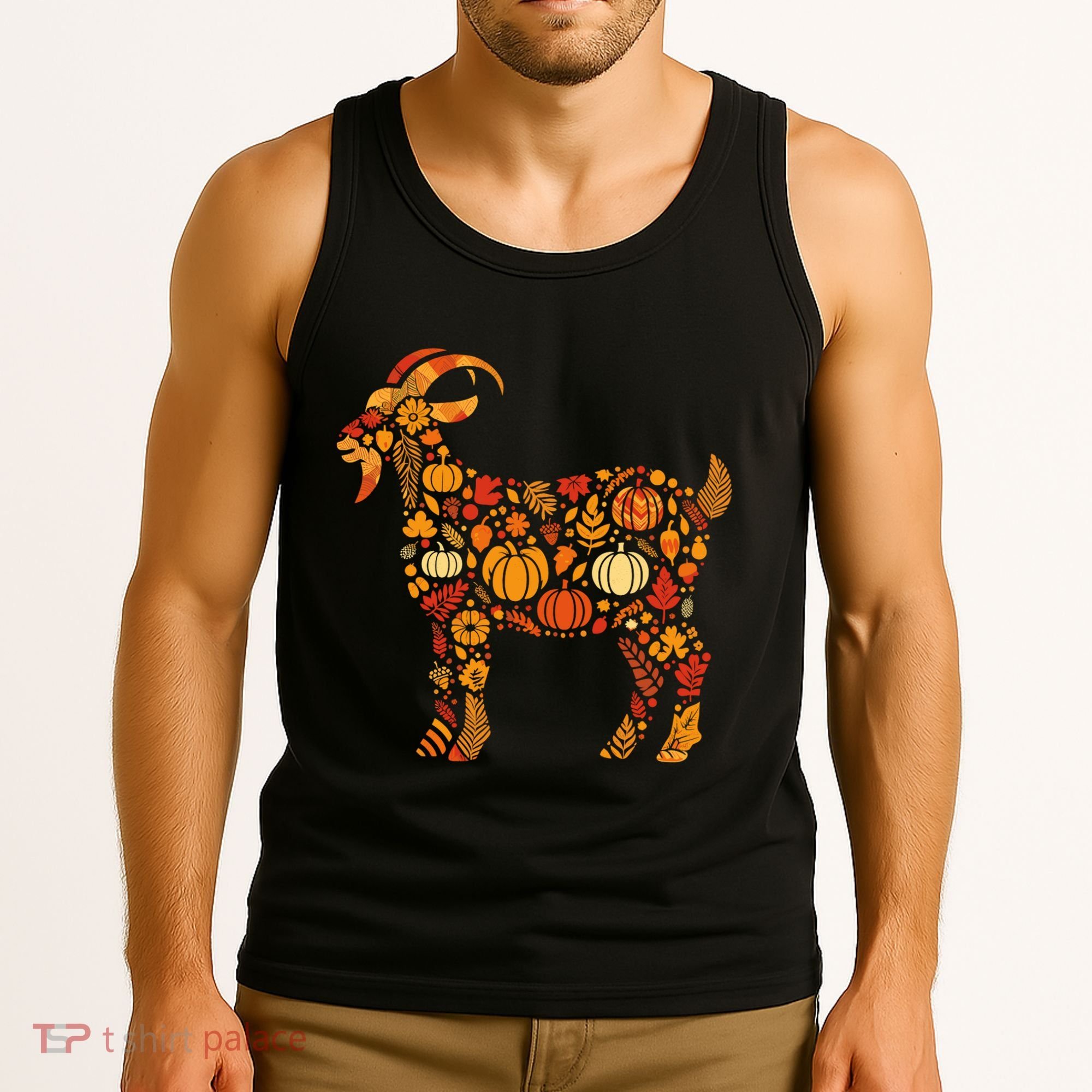 Autumn Pumpkin Fall Goat Thanksgiving Tank Top