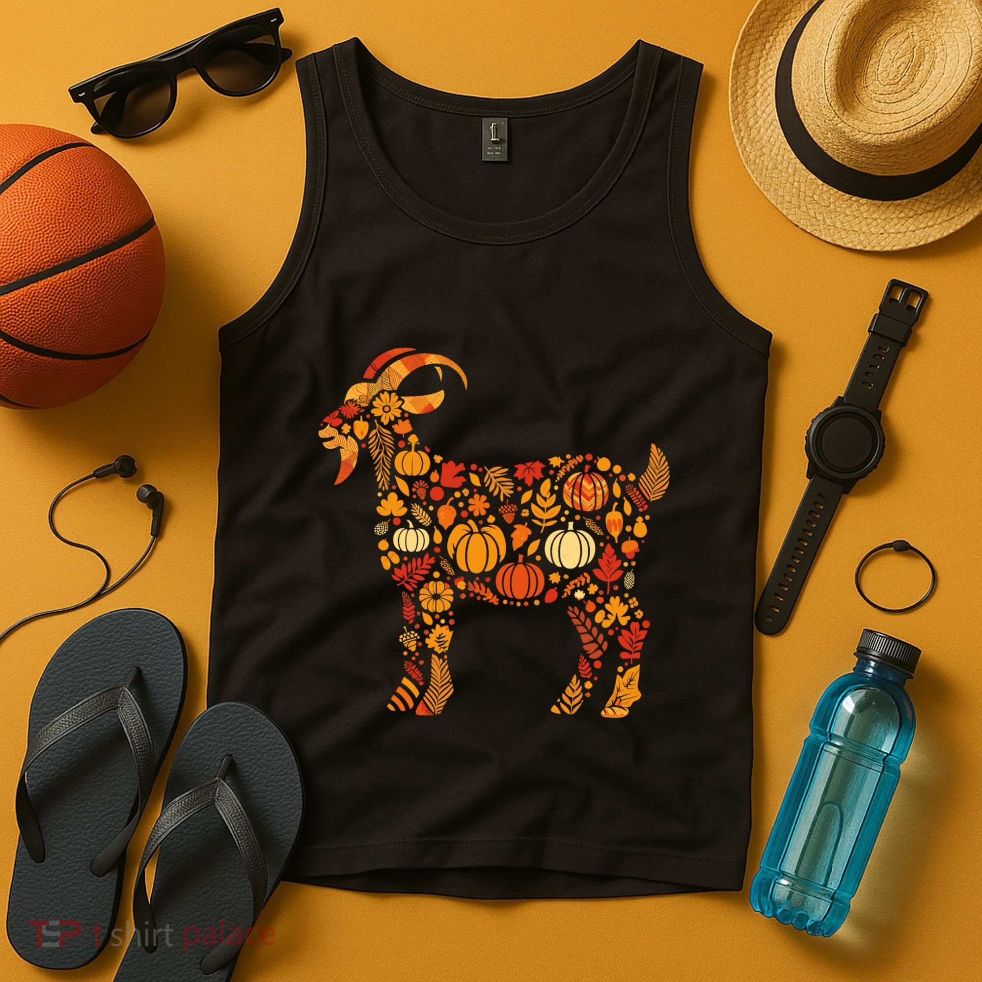 Autumn Pumpkin Fall Goat Thanksgiving Tank Top