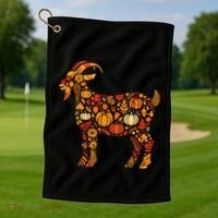 Autumn Pumpkin Fall Goat Thanksgiving Golf Towel thumb 1