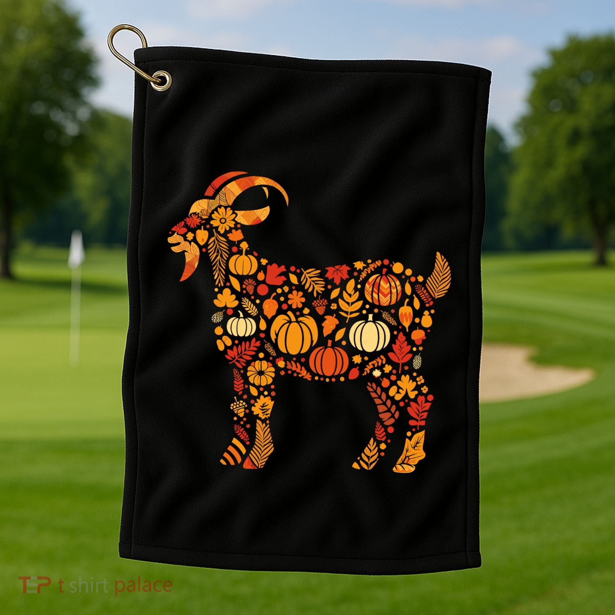 Autumn Pumpkin Fall Goat Thanksgiving Golf Towel
