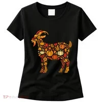 Autumn Pumpkin Fall Goat Thanksgiving Women's T-Shirt thumb 0