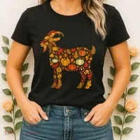 Autumn Pumpkin Fall Goat Thanksgiving Women's T-Shirt thumb 2