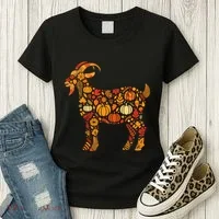 Autumn Pumpkin Fall Goat Thanksgiving Women's T-Shirt thumb 3