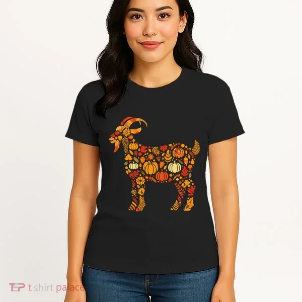 Autumn Pumpkin Fall Goat Thanksgiving Women's T-Shirt