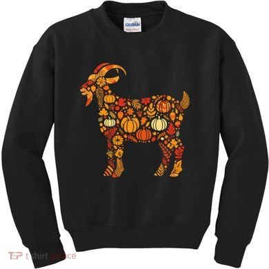 Autumn Pumpkin Fall Goat Thanksgiving Kids Sweatshirt