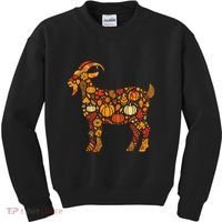 Autumn Pumpkin Fall Goat Thanksgiving Kids Sweatshirt thumb 0
