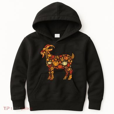 Autumn Pumpkin Fall Goat Thanksgiving Kids Hoodie