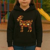 Autumn Pumpkin Fall Goat Thanksgiving Kids Hoodie thumb 3