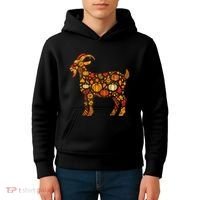 Autumn Pumpkin Fall Goat Thanksgiving Kids Hoodie thumb 4