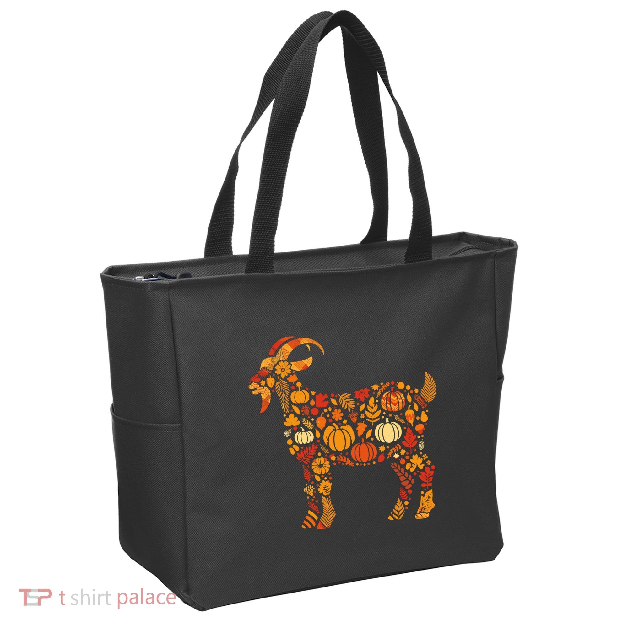 Autumn Pumpkin Fall Goat Thanksgiving Tote Bag