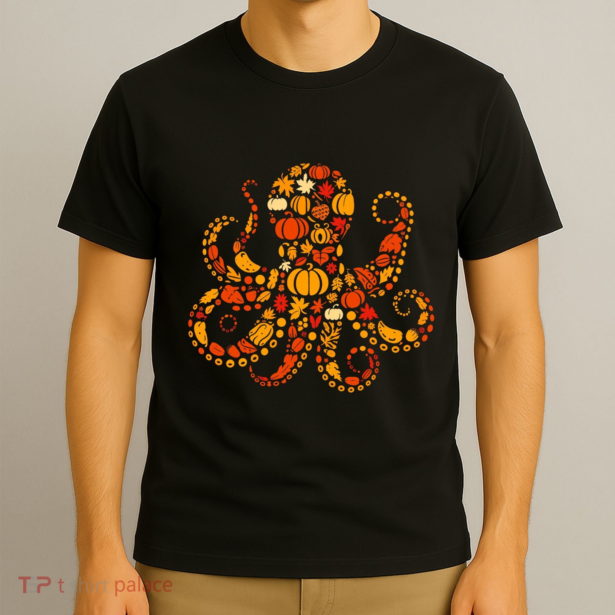 Autumn Pumpkin Fall Octopus Thanksgiving T-Shirt